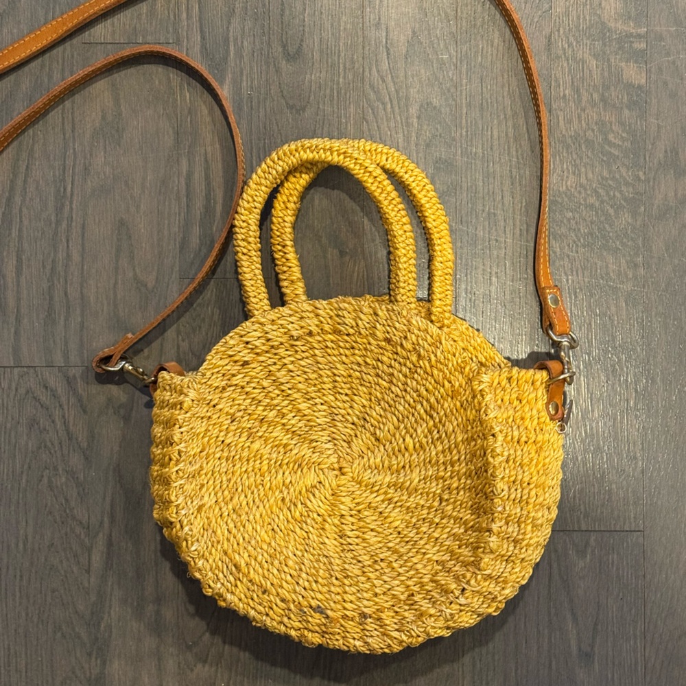 Clare V/Petite Alice Yellow Woven Circle Bag